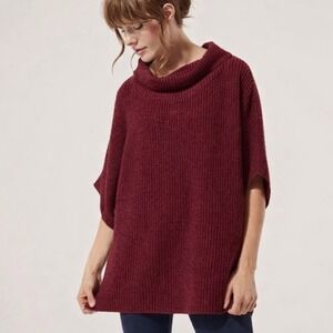 Pact Organic Cotton Cowl Neck Short Sleeve Sweater Burgundy One Size Sustainable